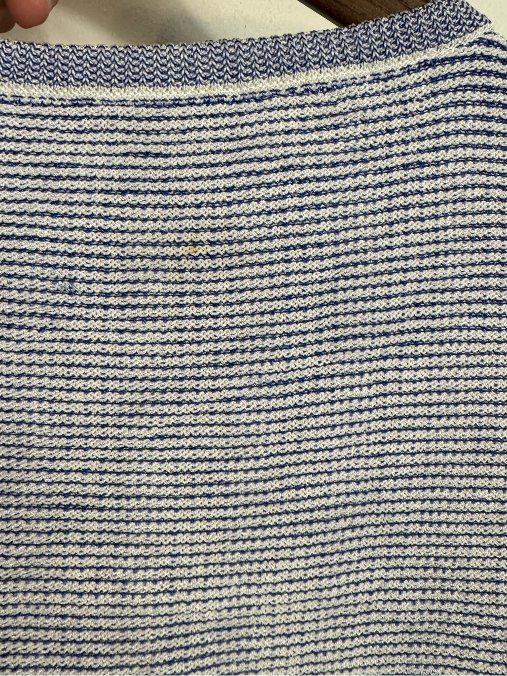 ST JOHN Blue & White Knit Short Sleeve Crew Neck Shirt Top Large - Picture 4 of 7